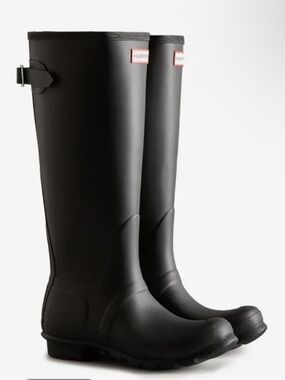 HUNTER Wellies Tall Matte Black Rain Rubber Boots Women’s Size 10